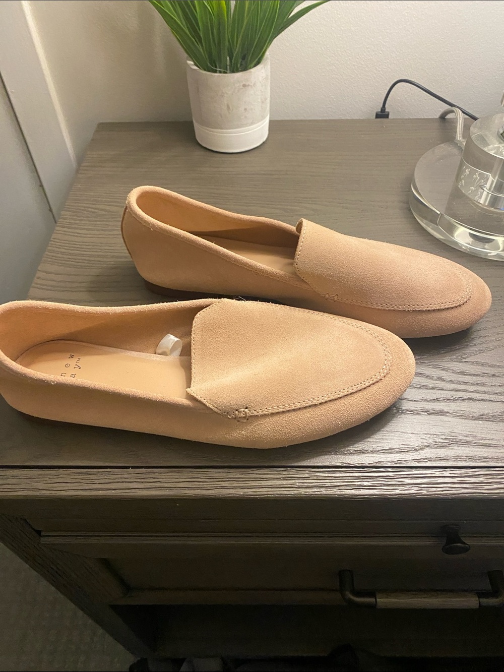 Classic Women's Slip-On Suede Loafers in Blush Beige. size 9